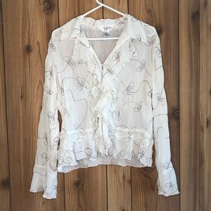 S.L.B. Vintage Long Sleeve ruffle Blouse M-144